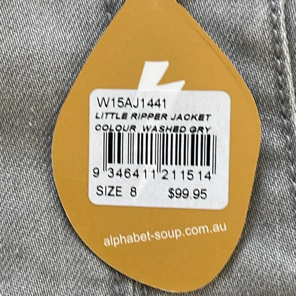ALPHABET SOUP HOODED DENIM JACKET NWT